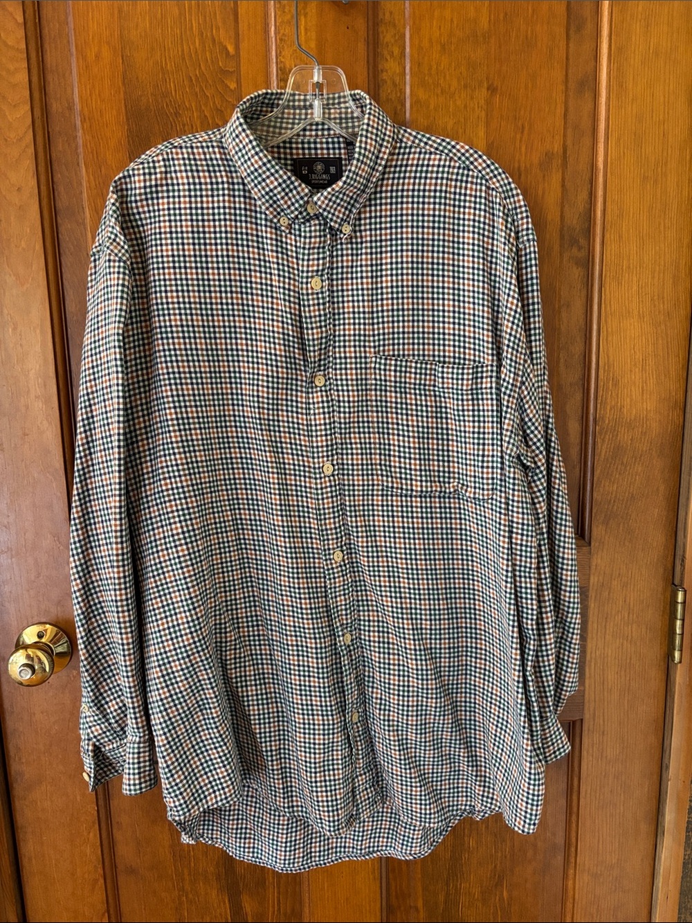 J.Riggings Sportswear , Button-Down Plaid Men's Shirt - Green & Brown, L